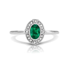 Load image into Gallery viewer, 14kt Gold 1/20 ct tw Vintage Ring F VS Diamonds Emerald Center