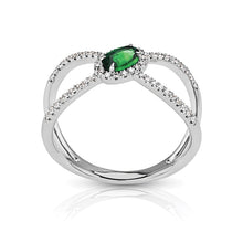 Load image into Gallery viewer, 14kt Gold 1/6 ct tw Ring F VS Diamonds Emerald Center