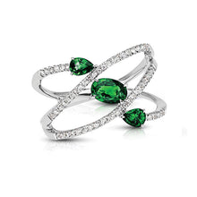 Load image into Gallery viewer, 14kt Gold 1/5 ct tw Ring F VS Diamonds Emerald Center