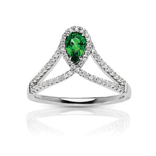 Load image into Gallery viewer, 14kt Gold 1/5 ct tw Ring F VS Diamonds Emerald Center