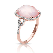 Load image into Gallery viewer, 14kt Gold 1/5 ct tw Ring F VS Diamonds Rose Quartz Center
