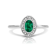 Load image into Gallery viewer, 14kt Gold 1/20 ct tw Vintage Ring F VS Diamonds Emerald Center
