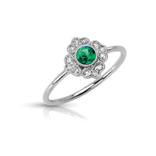 Load image into Gallery viewer, 14kt Gold 1/15 ct tw Vintage Ring F VS Diamonds Emerald Center

