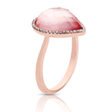 Load image into Gallery viewer, 14kt Gold 1/8 ct tw Ring F VS Diamonds Rose Quartz Center
